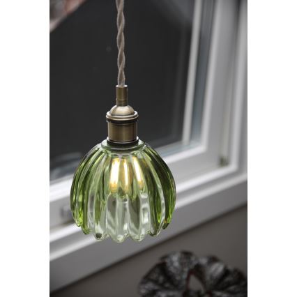 Markslöjd 109138 - Lustr na lanku GOTA 1xE14/40W/230V pr. 13 cm kouřová zelená/mosaz