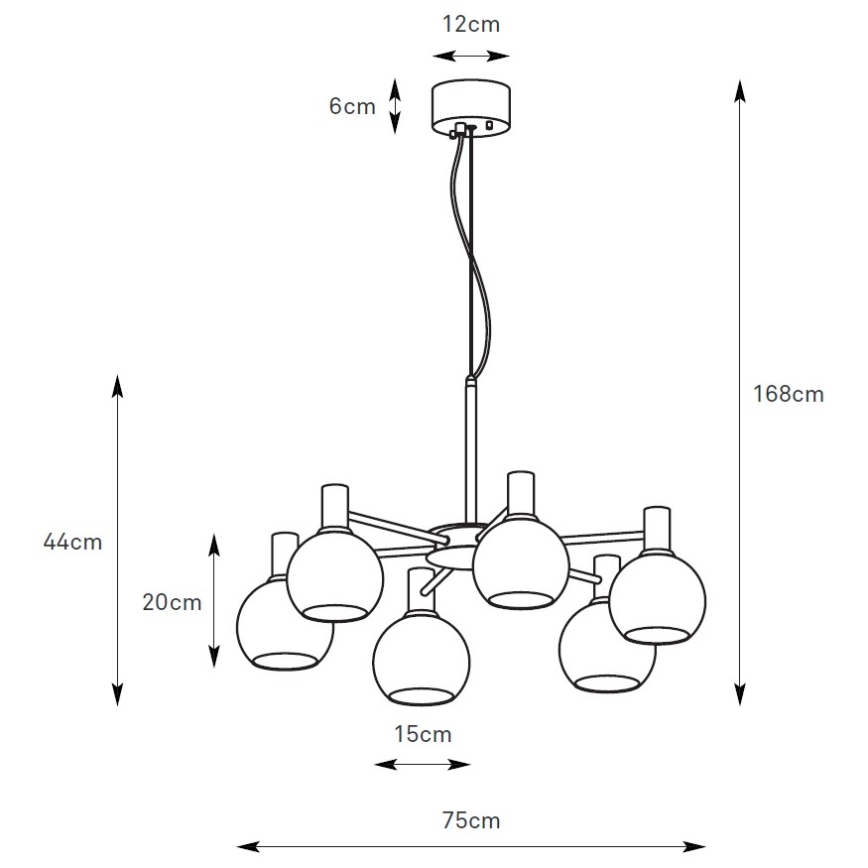 Markslöjd 109153 - Lustr na lanku AMBRA 6xE14/40W/230V pr. 75 cm zlatá/kouřová béžová