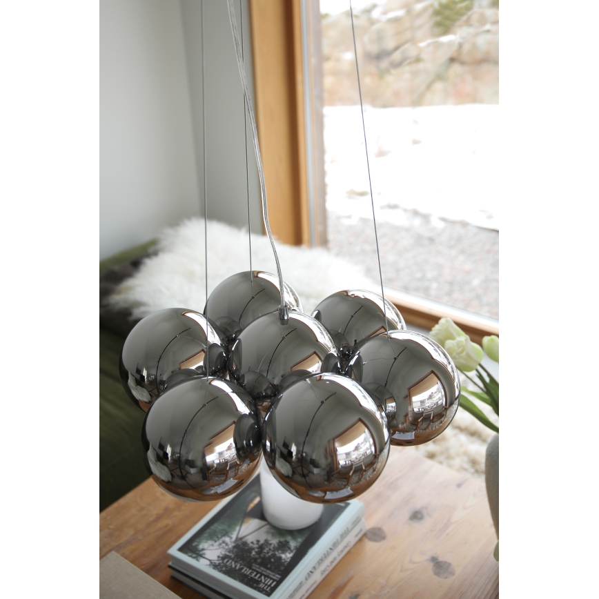 Markslöjd 109167 - Lustr na lanku CUPOLO 7xE14/40W/230V pr. 45 cm lesklý chrom