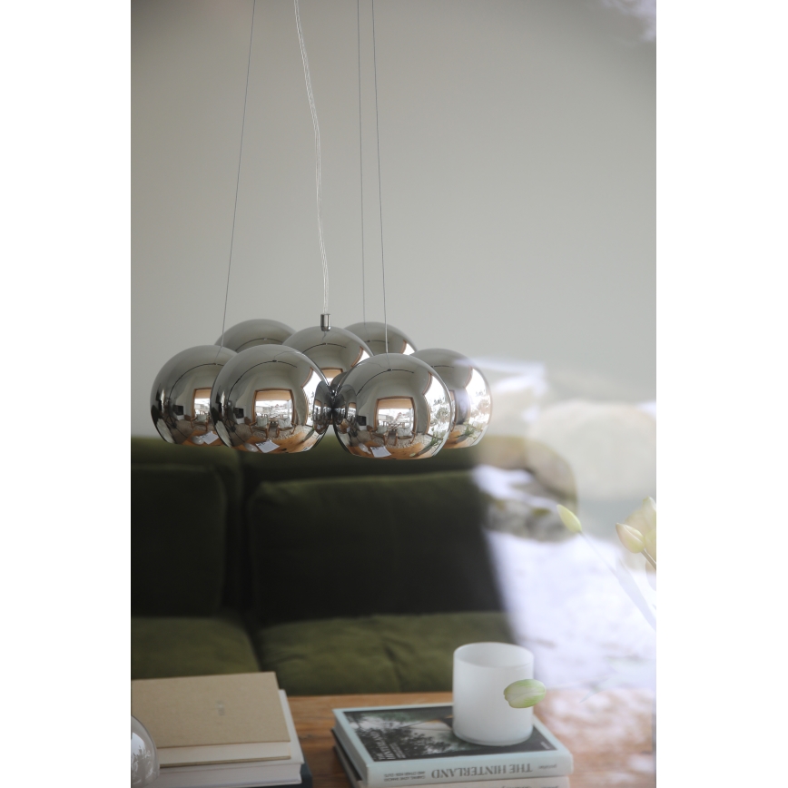 Markslöjd 109167 - Lustr na lanku CUPOLO 7xE14/40W/230V pr. 45 cm lesklý chrom