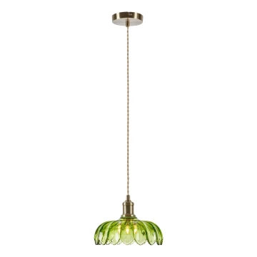 Markslöjd 109177 - Lustr na lanku KURAGE 1xE27/40W/230V mosaz/kouřová zelená