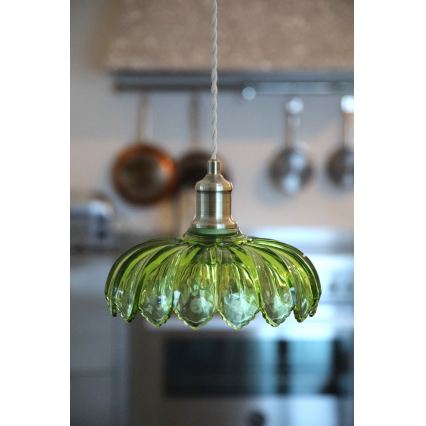 Markslöjd 109177 - Lustr na lanku KURAGE 1xE27/40W/230V mosaz/kouřová zelená