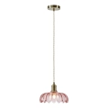 Markslöjd 109178 - Lustr na lanku KURAGE 1xE27/40W/230V mosaz/kouřová růžová