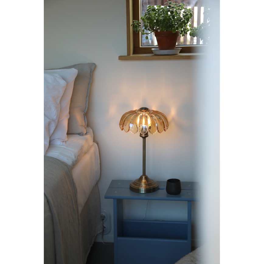 Markslöjd 109180 - Stolní lampa KURAGE 1xE27/60W/230V mosaz/kouřová béžová
