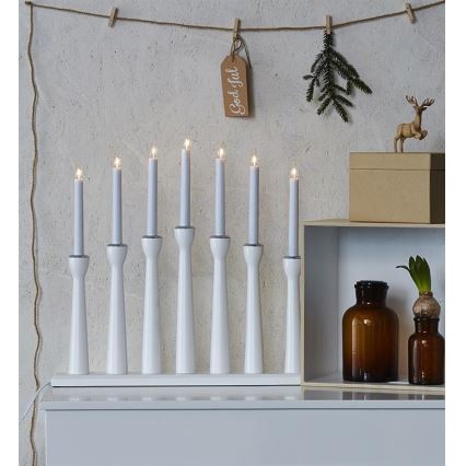 Markslöjd 702232 - Vánoční svícen MASESKÄR 7xE10/3W/230V bílý