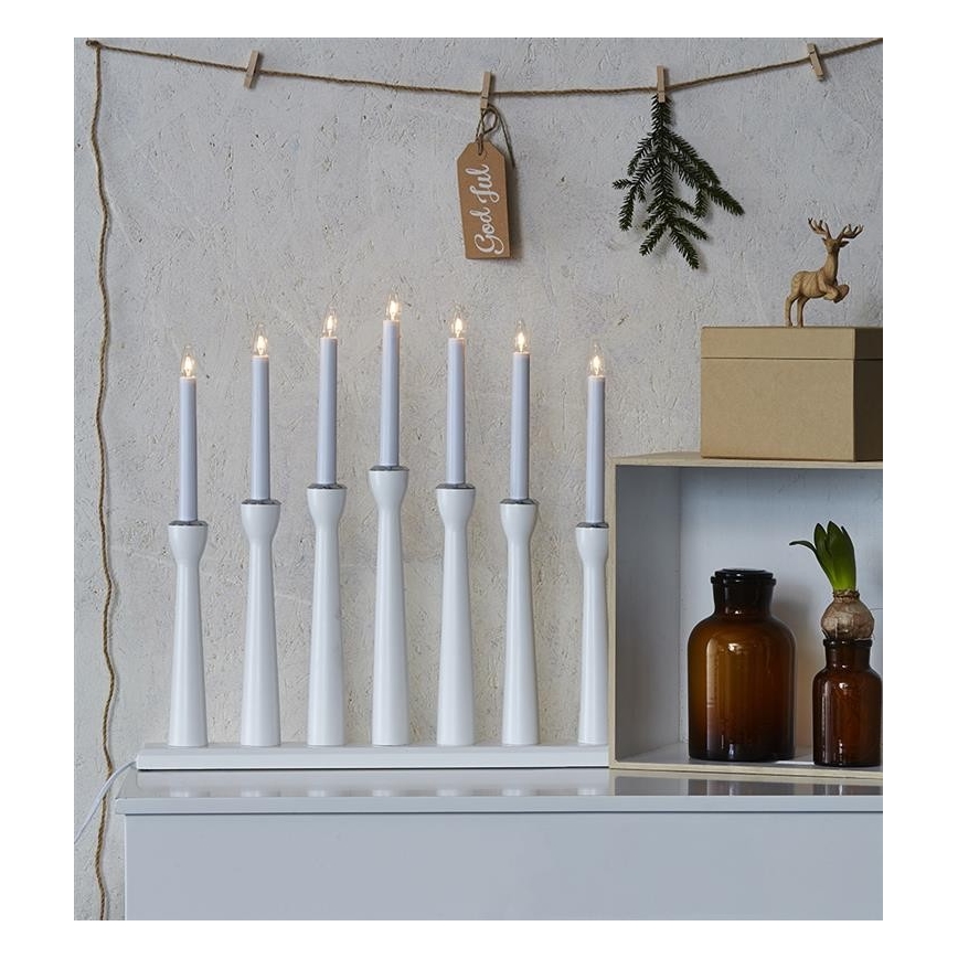 Markslöjd 702232 - Vánoční svícen MASESKÄR 7xE10/3W/230V bílý