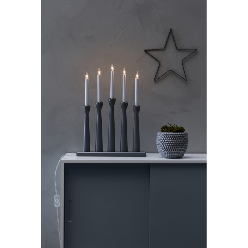 Markslöjd 704197 - Vánoční svícen MASESKÄR 5xE10/3W/230V šedý