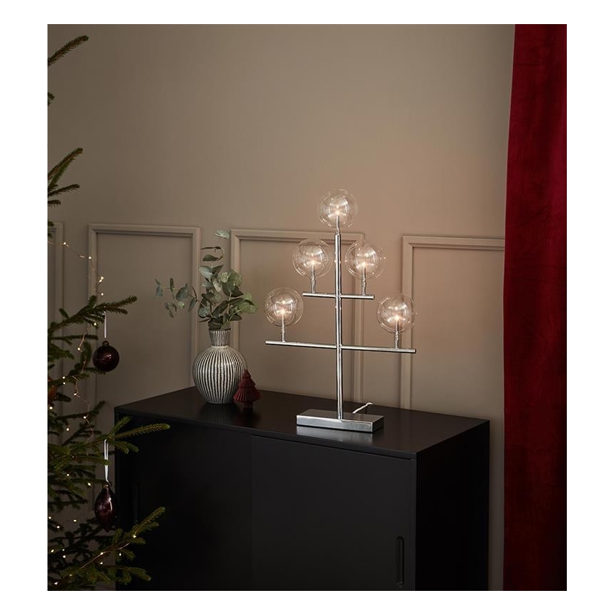 Markslöjd 704820 - Vánoční svícen MAESTRO 5xE5/0,8W/230/12V lesklý chrom