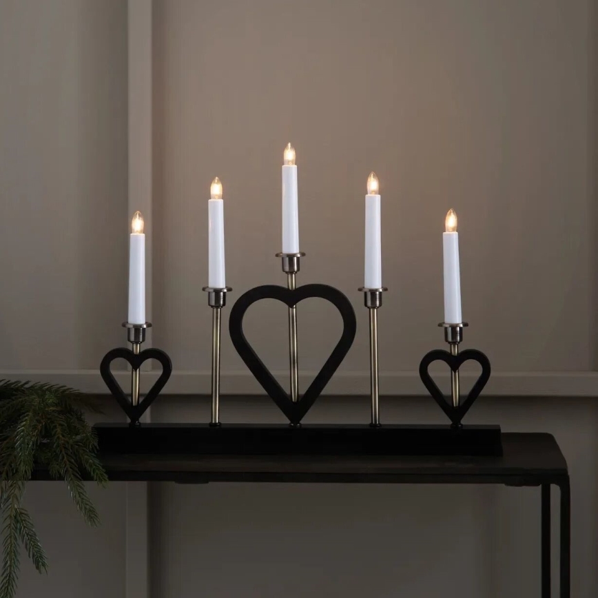 Markslöjd 705938 - Vánoční svícen MELISSA 5xE10/3W/230V černá/mosaz