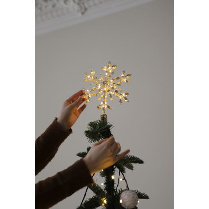 Markslöjd 706556 - LED Vánoční hvězda na stromeček GLINA LED/2,16W/2xAA zlatá