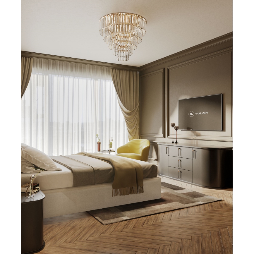 MAXLIGHT C0206 - Stropní svítidlo MONACO 15xG9/40W/230V pr. 60 cm zlatá