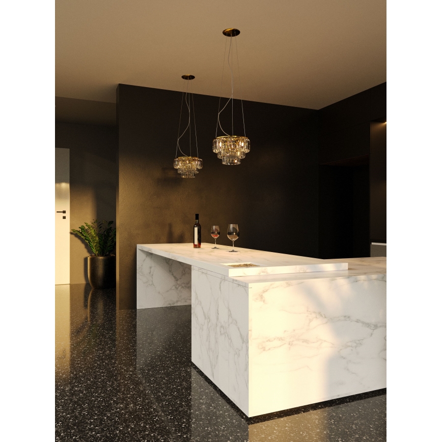 MAXLIGHT P0423 - Lustr na lanku MONACO 9xG9/40W/230V pr. 42 cm zlatá
