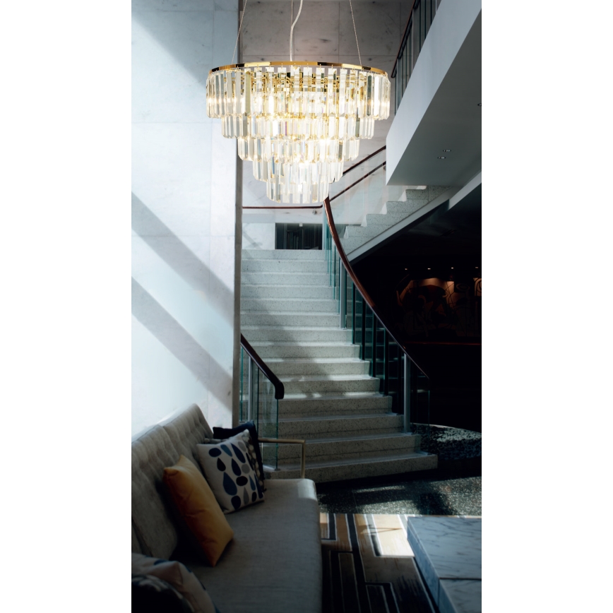 MAXLIGHT P0424 - Lustr na lanku MONACO 15xG9/40W/230V pr. 60 cm zlatá