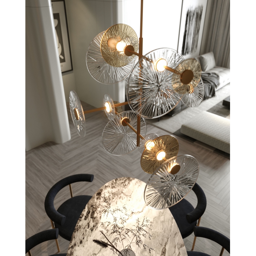 MAXLIGHT P0541 - LED Lustr na tyči ALLURE 14xLED/5W/230V pr. 60 cm zlatá