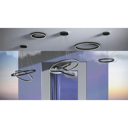Maytoni MOD058PL-L22B3K - LED Lustr na lanku RIM LED/25W/230V 3000K pr. 40 cm černá