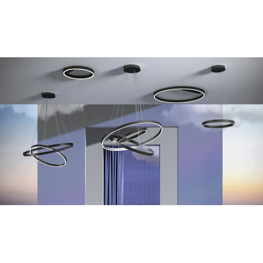 Maytoni MOD058PL-L22B3K - LED Lustr na lanku RIM LED/25W/230V 3000K pr. 40 cm černá