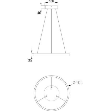 Maytoni MOD058PL-L22B3K - LED Lustr na lanku RIM LED/25W/230V 3000K pr. 40 cm černá