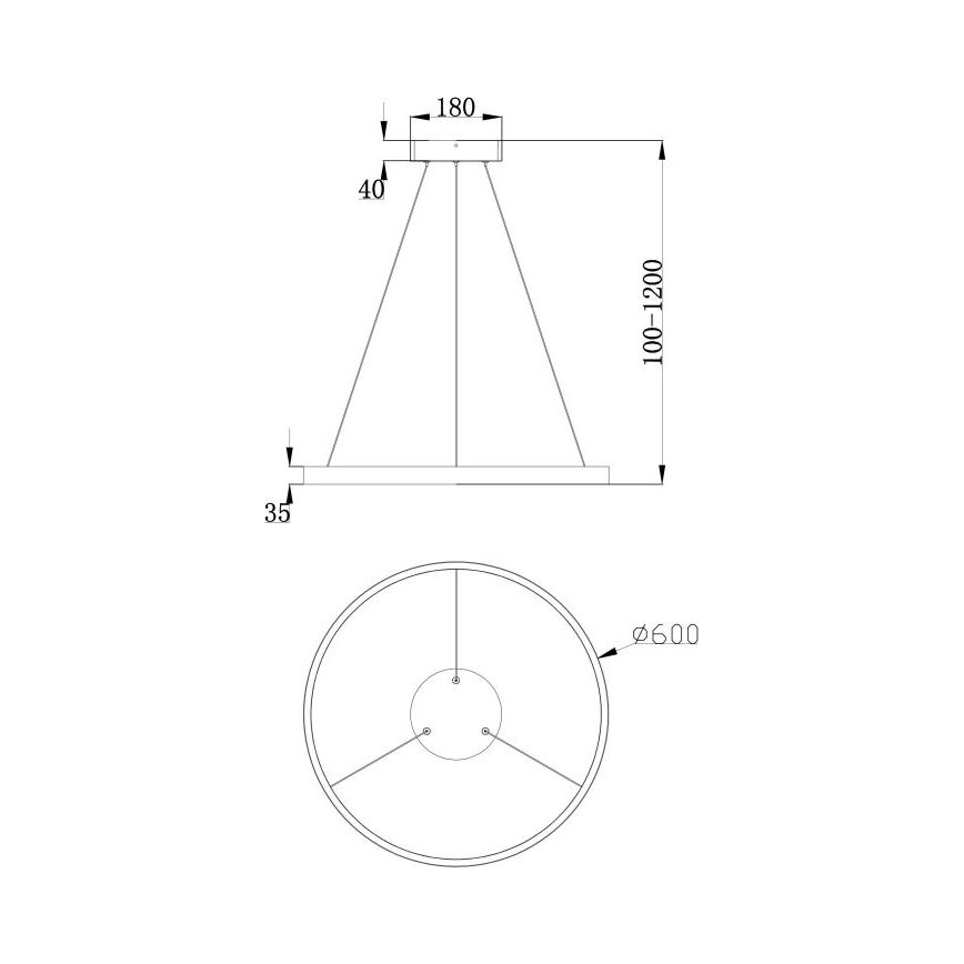 Maytoni MOD058PL-L32B3K - LED Lustr na lanku RIM LED/37W/230V 3000K pr. 60 cm černá