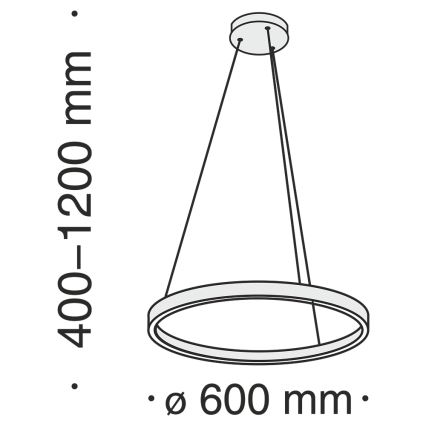 MOD058PL-L32B4K - LED Lustr na lanku RIM LED/37W/230V 4000K pr. 60 cm černá