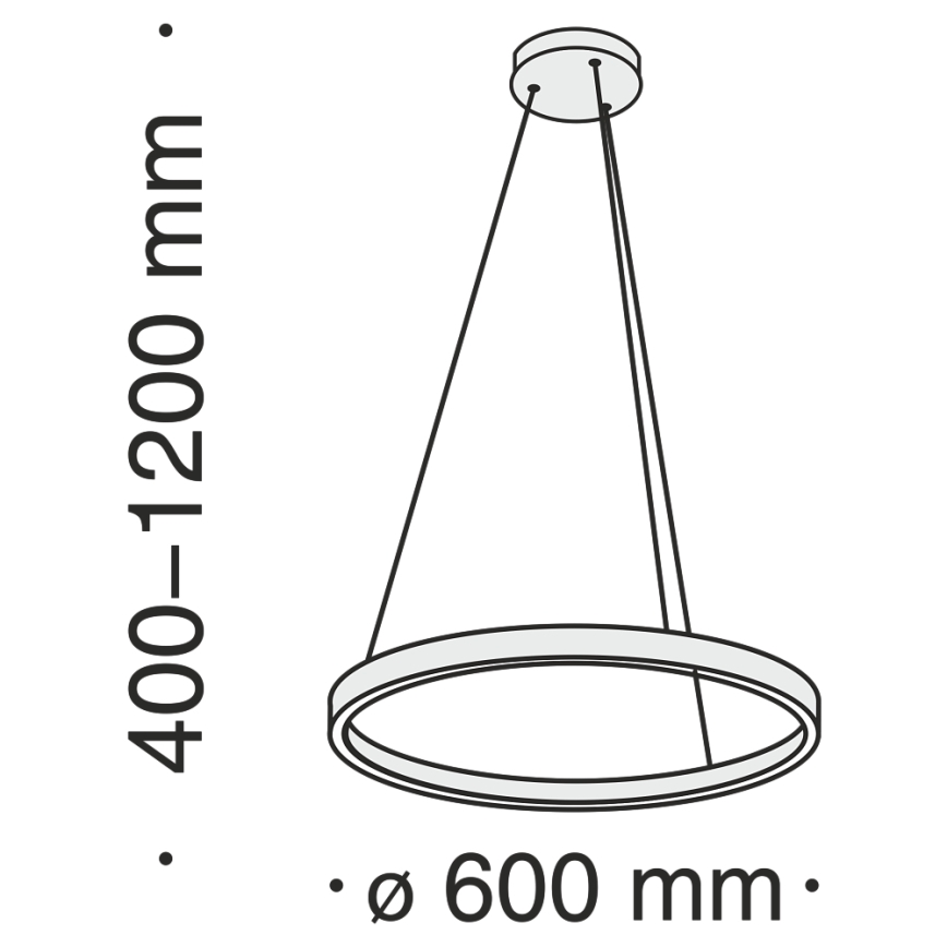 MOD058PL-L32B4K - LED Lustr na lanku RIM LED/37W/230V 4000K pr. 60 cm černá