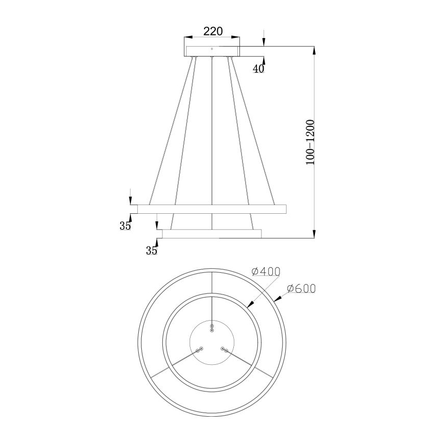Maytoni MOD058PL-L55BS3K - LED Lustr na lanku RIM LED/61W/230V 3000K pr. 60 cm zlatá