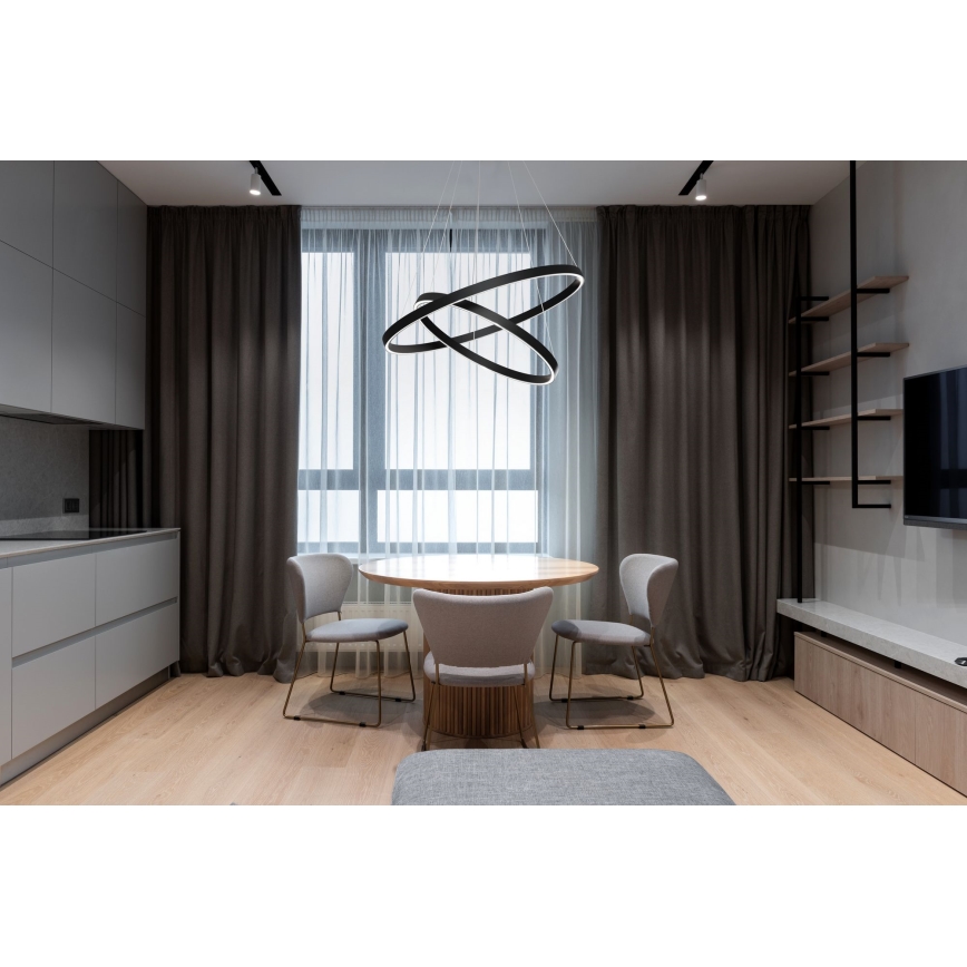 Maytoni MOD058PL-L74B3K - LED Lustr na lanku RIM LED/88W/230V 3000K pr. 80 cm černá
