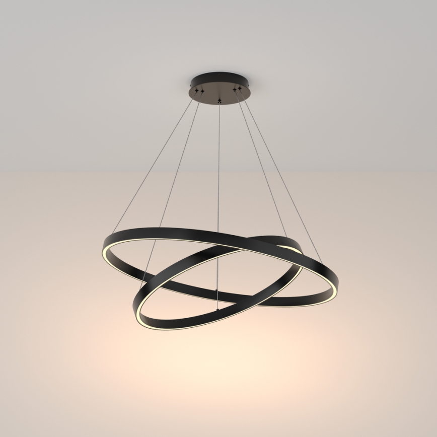 Maytoni MOD058PL-L74B3K - LED Lustr na lanku RIM LED/88W/230V 3000K pr. 80 cm černá
