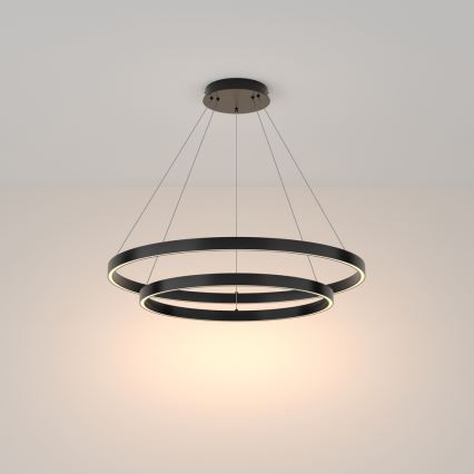 Maytoni MOD058PL-L74B3K - LED Lustr na lanku RIM LED/88W/230V 3000K pr. 80 cm černá