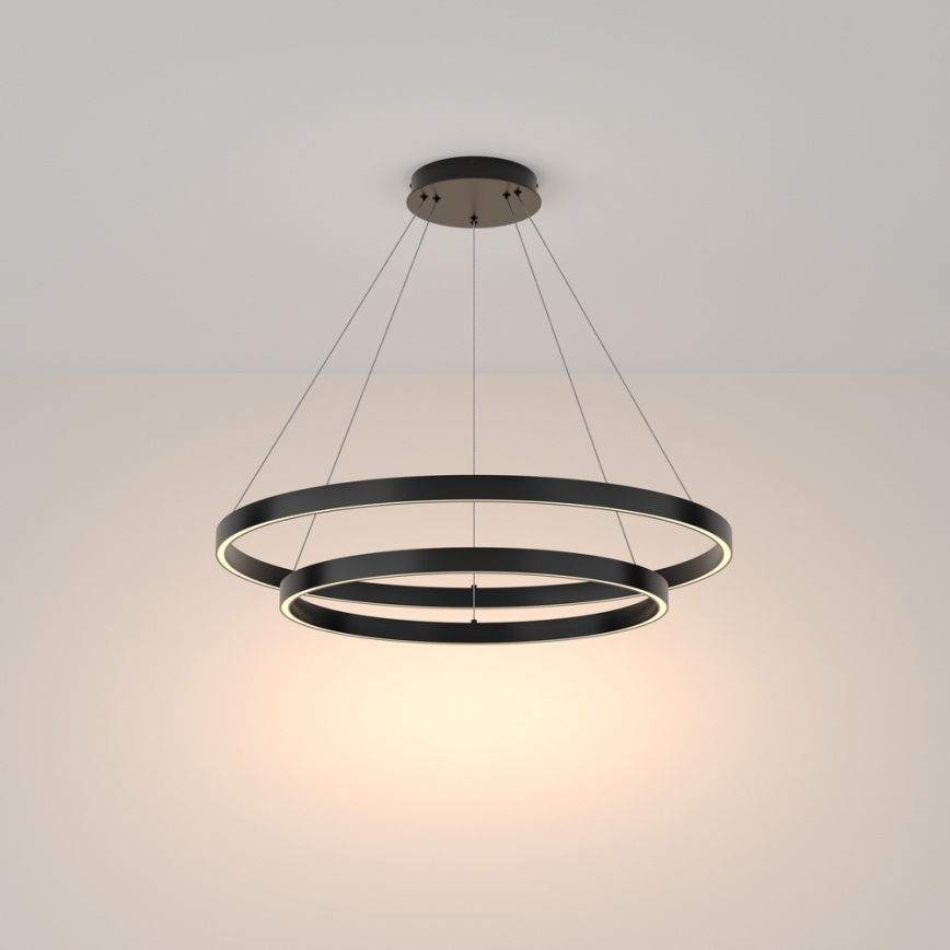 Maytoni MOD058PL-L74B3K - LED Lustr na lanku RIM LED/88W/230V 3000K pr. 80 cm černá