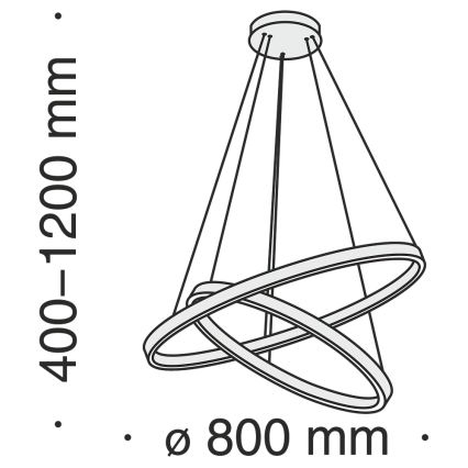 Maytoni MOD058PL-L74B3K - LED Lustr na lanku RIM LED/88W/230V 3000K pr. 80 cm černá