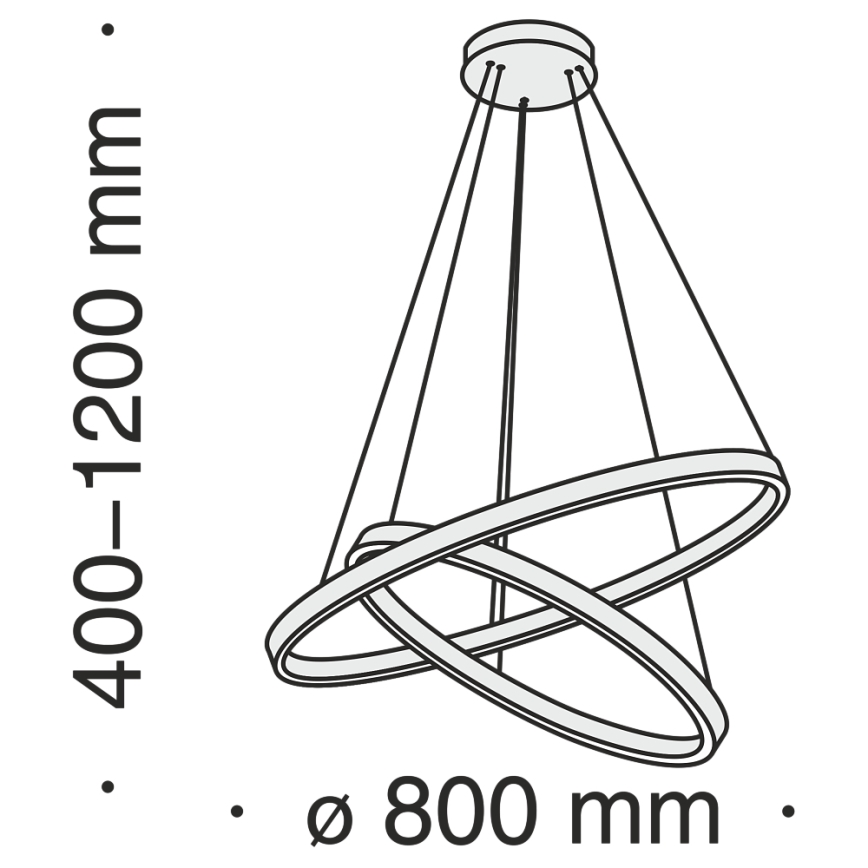 Maytoni MOD058PL-L74B3K - LED Lustr na lanku RIM LED/88W/230V 3000K pr. 80 cm černá