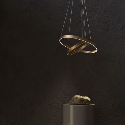 Maytoni MOD058PL-L74BS3K - LED Lustr na lanku RIM LED/88W/230V 3000K pr. 80 cm zlatá