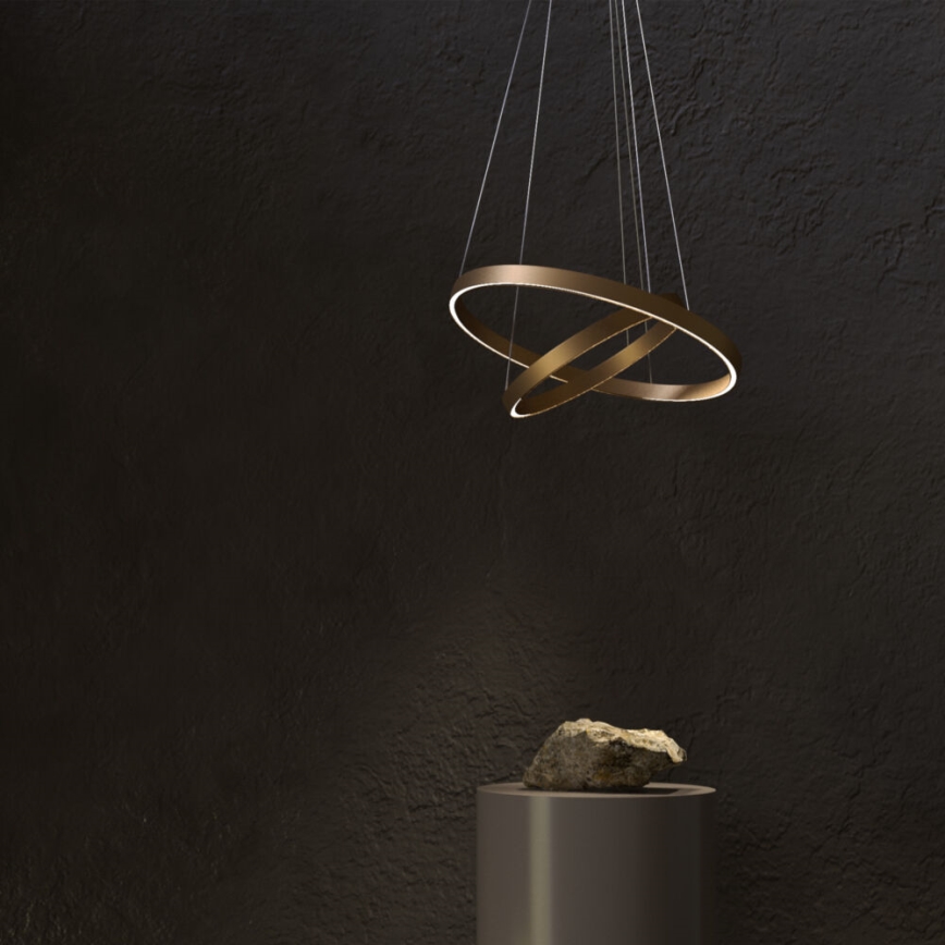 Maytoni MOD058PL-L74BS3K - LED Lustr na lanku RIM LED/88W/230V 3000K pr. 80 cm zlatá