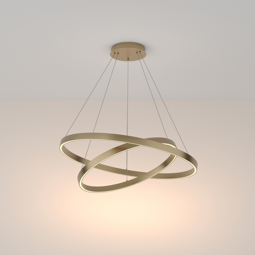Maytoni MOD058PL-L74BS3K - LED Lustr na lanku RIM LED/88W/230V 3000K pr. 80 cm zlatá