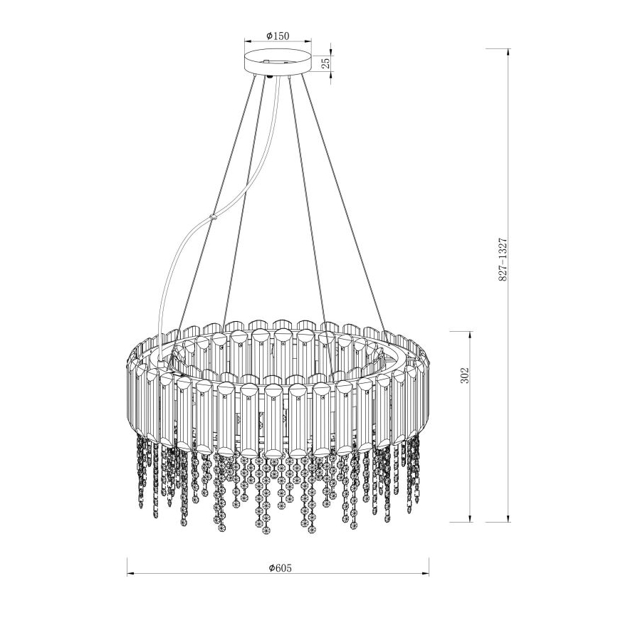 Maytoni MOD097PL-08CH - Lustr na lanku HAIL 8xE14/40W/230V pr. 60,5 cm lesklý chrom