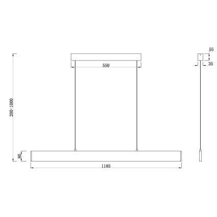 Maytoni P010PL-L30B4K - LED Lustr na lanku STEP LED/30W/230V 4000K 118,5 cm černá