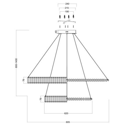 Maytoni P097PL-L90G4K - LED Lustr na lanku KRONE LED/90W/230V CRI 90 pr. 80,5 cm zlatá