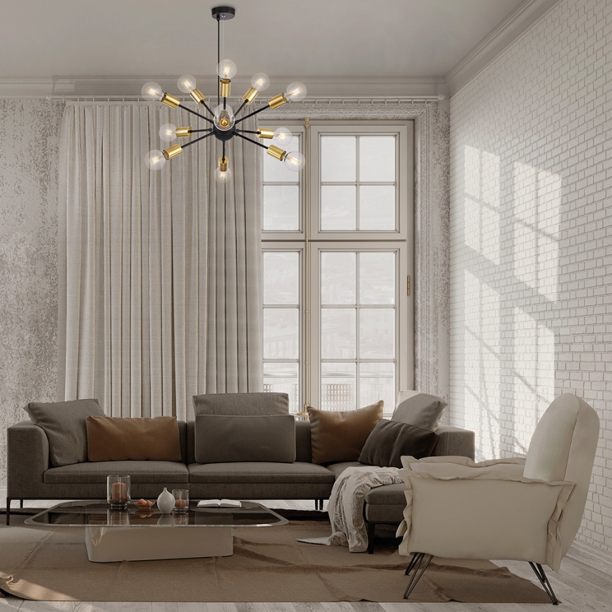 Maytoni T546PL-12B - Lustr na lanku JACKSON 12xE27/7W/230V černá/zlatá