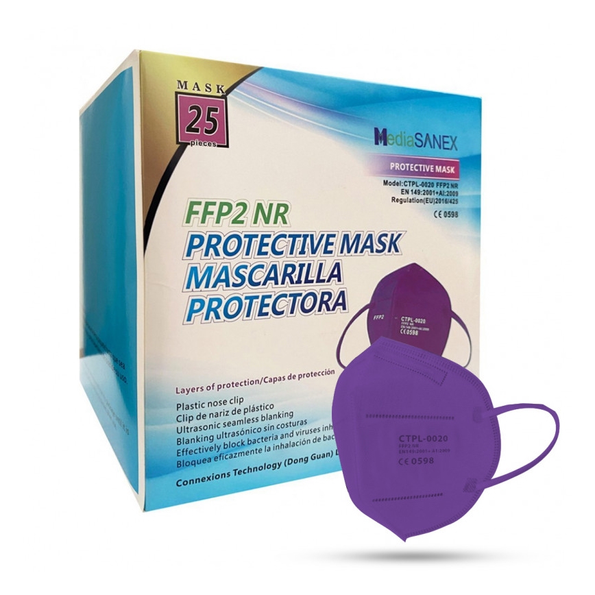 Media Sanex Respirátor FFP2 NR / KN95 fialový 1ks