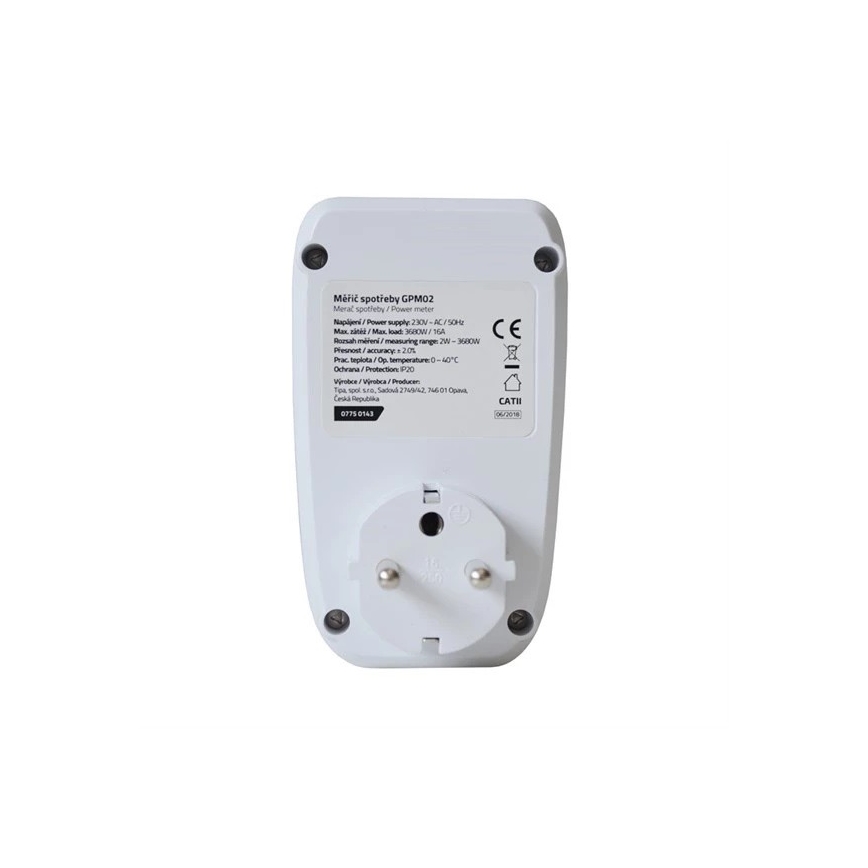 Měřič spotřeby elektrické energie 3680W/230V