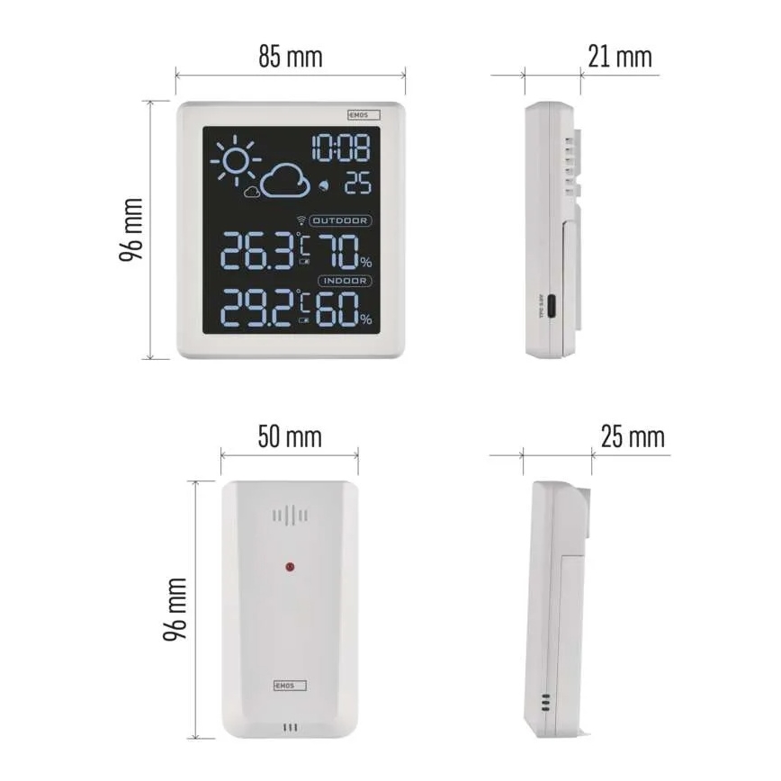 Meteostanice 5V 2xAAA + 2xAAA bílá