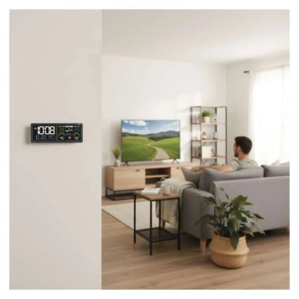 Meteostanice s barevným LCD displejem a budíkem 5V 3xAAA + 2xAA černá