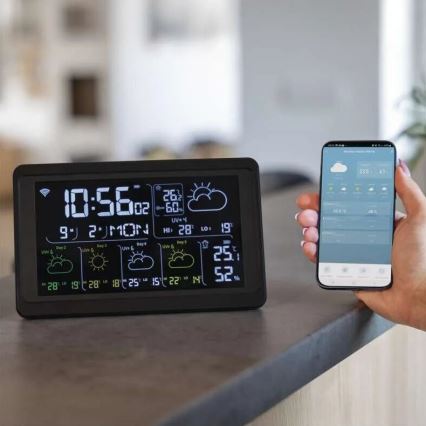 Meteostanice s LCD displejem GoSmart 5/230V Wi-Fi Tuya černá