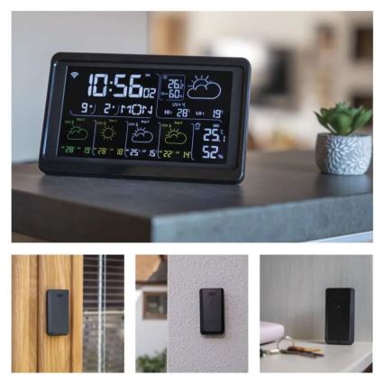 Meteostanice s LCD displejem GoSmart 5/230V Wi-Fi Tuya černá