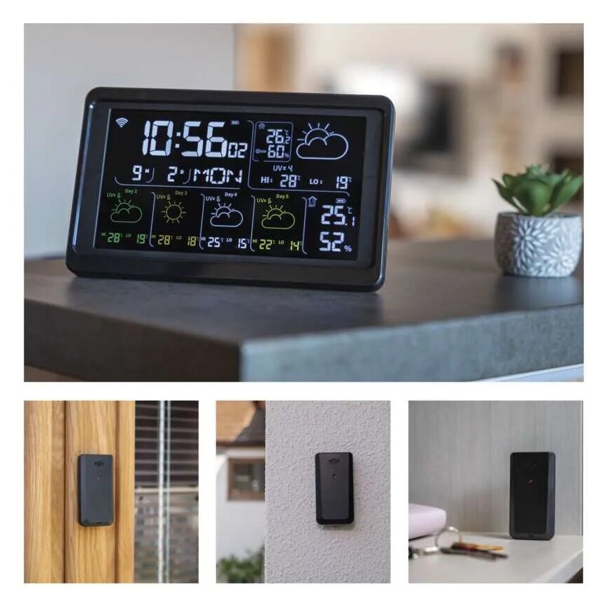 Meteostanice s LCD displejem GoSmart 5/230V Wi-Fi Tuya černá
