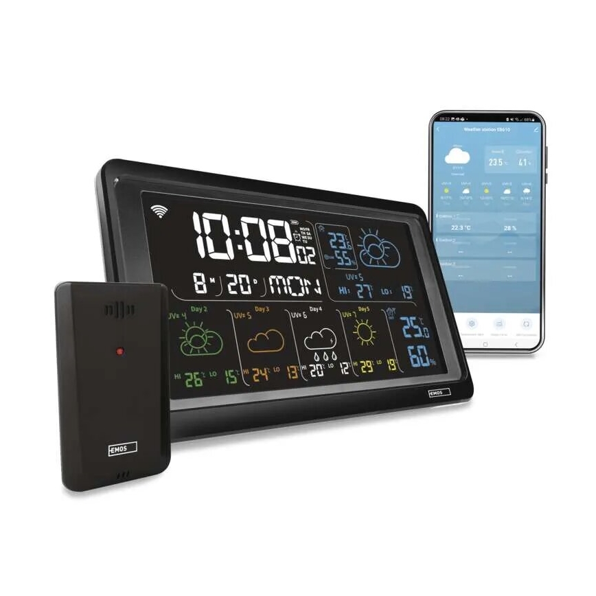 Meteostanice s LCD displejem GoSmart 5/230V Wi-Fi Tuya černá