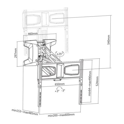 MK FLORIA MKF-21DM647 - Nástěnný držák na TV s kloubem 70 černá + dálkové ovládání