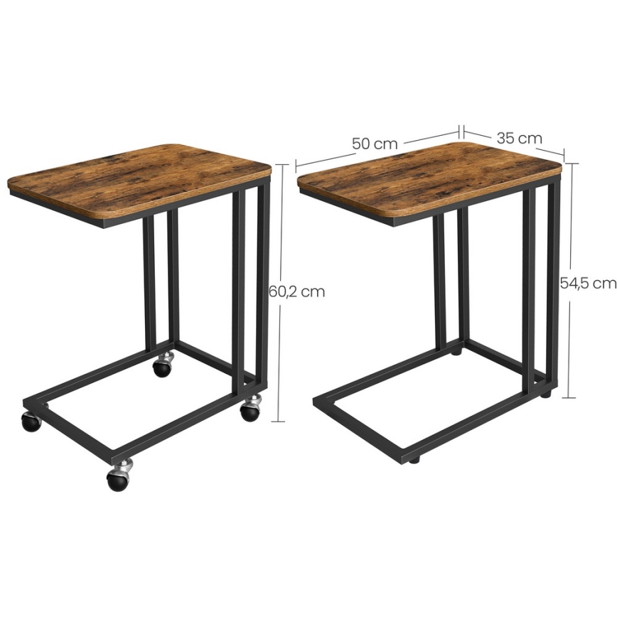 Mobilní odkládací stolek ELDUR 50x35 cm hnědá/černá