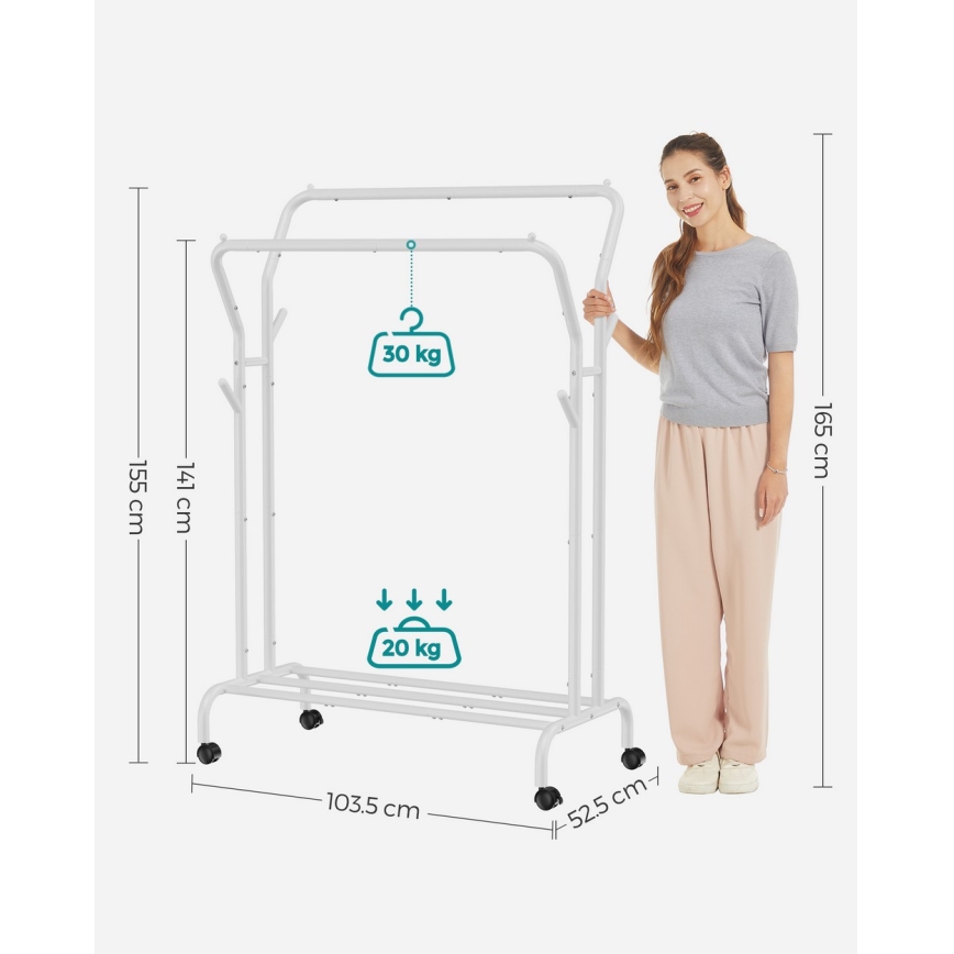 Mobilní stojanový věšák LINEA bílá