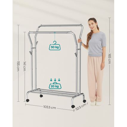 Mobilní stojanový věšák LINEA stříbrná